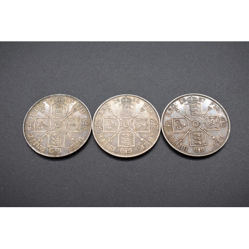 141 - Coins: three Victoria double florins, 1887, 1888 and 1889. (3)