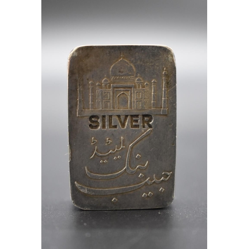 157 - A rare Habib bank .999 silver ten Tolas ingot, stamped 'H.M Mint Bombay', 116g.