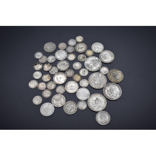 158 - Coins: a small quantity of Victoria and George V silver coins, 175g.