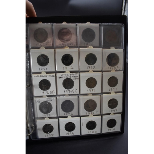 174 - Coins: an interesting album of UK and other coins and tokens, mostly 19th century, to include: token... 