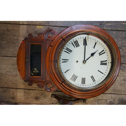 1060a - A Victorian mahogany drop dial wall clock; together with a shield shaped dressing mirror. 