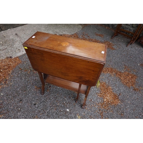 1068 - A Georgian mahogany worktable: together with an Edwardian Sutherland table. (2)