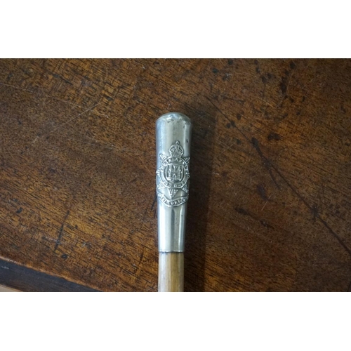 1782 - A military swagger stick, having plated knob decorated with the crest of The 23rd Battalion The Lond... 