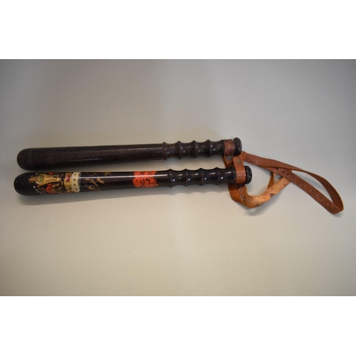 1789 - A 'Dunfermline City Police' truncheon, 38cm; together with another truncheon, 38cm.... 