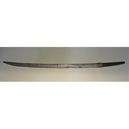 1796 - A Japanese katana, having 72cm blade, with signed tang, 92cm overall, no handle or scabbard.... 