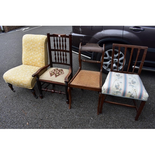 1074 - Four various chairs. Collection of this lot is strictly by appointment on Saturday 26th June between... 