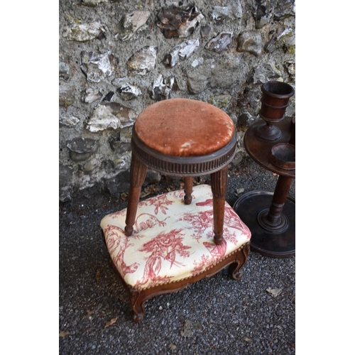 1085 - An old stool; together with one other stool and a smokers companion. Collection of this lot is stric... 