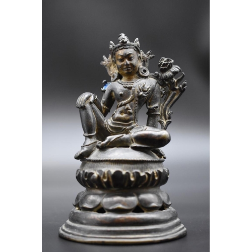 1537 - A Nepalese bronze figure of Indra, 18th/19th century, with remains of gilt decoration, 12.5cm high....