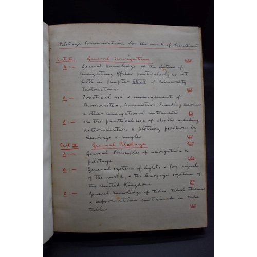 102 - MANUSCRIPT: NOTES ON NAVIGATION AND PILOTAGE: late 19th-early 20thc manuscript, approx 120pp neatly ... 