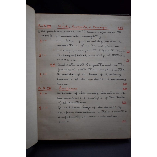 102 - MANUSCRIPT: NOTES ON NAVIGATION AND PILOTAGE: late 19th-early 20thc manuscript, approx 120pp neatly ... 