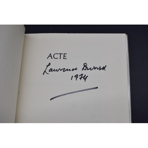 129 - DURRELL (Lawrence): 'Acte..', London, Faber, 1965: First Edition: 8vo, dustjacket a little rubbed to... 