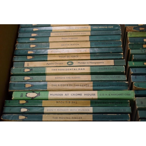 133 - GREEN PENGUINS: collection of approx 103 vintage green crime Penguins, to include 'Obelists at Sea' ... 