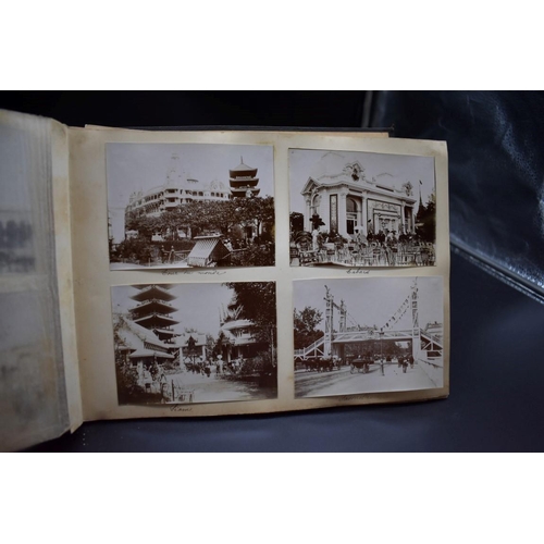 453 - EXPOSITION UNIVERSELLE: 19th century album containing approx 180 albumen print photographs, some ear... 