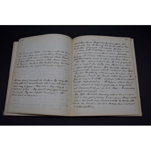 454 - MANUSCRIPT: EUROPEAN TOUR:mid-19th century manuscript account of a European tour, diary format (fair... 