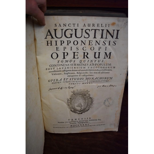 461 - ST AUGUSTINE: single volume from a Venice edition, 1731, folio in contemporary blindstamped vellum, ... 