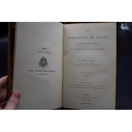 63 - PLATO: 'The Dialogues of Plato translated into English with Analyses and Introductions by B Jow... 