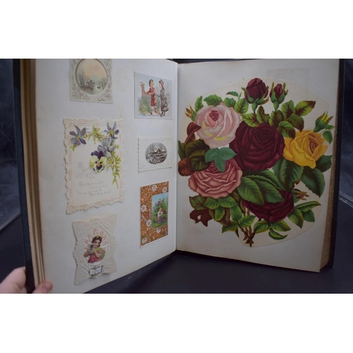 74 - SCRAP ALBUM: neatly arranged Victorian scrap album, numerous diecut and other chromo scraps pas... 