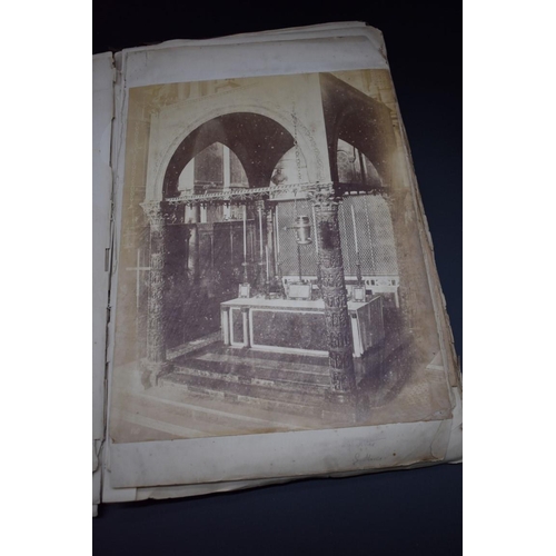 76 - PHOTOGRAPH ALBUM: ITALY: 19thc album of Venice and Ricordo della Certosa di Pavia, approx 20+ albume... 