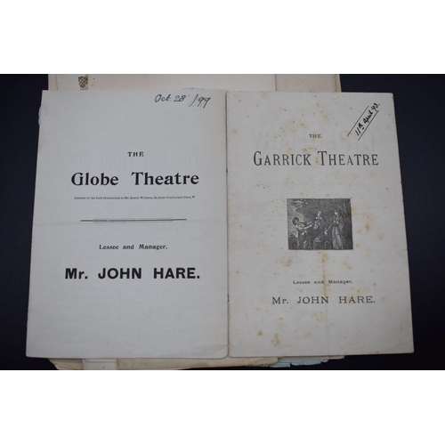 96 - THEATRE PROGRAMMES: group of late c19 theatre programmes, Garrick, Royalty, Prince, Globe et al... 