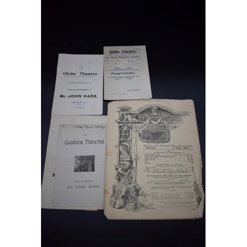 96 - THEATRE PROGRAMMES: group of late c19 theatre programmes, Garrick, Royalty, Prince, Globe et al... 