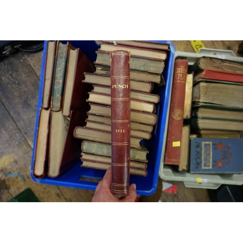 1100 - PUNCH: 20 volumes, a broken run, 1874-1921; together with other books, unrelated. (2 boxes) Collecti... 