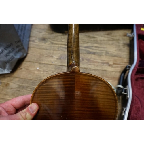 1710 - An old Continental violin, labelled 'Laurentius Storioni...1729', with 14in two piece back, in padde... 