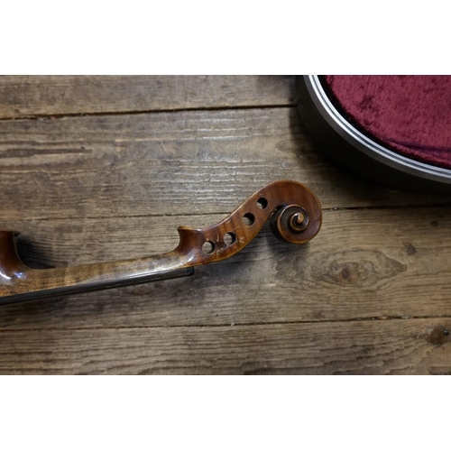 1710 - An old Continental violin, labelled 'Laurentius Storioni...1729', with 14in two piece back, in padde... 