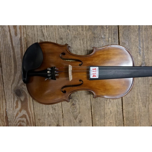 1714 - A Vivaldi model No.MV1416 violin, with 13in two piece back, with bow and padded case.... 