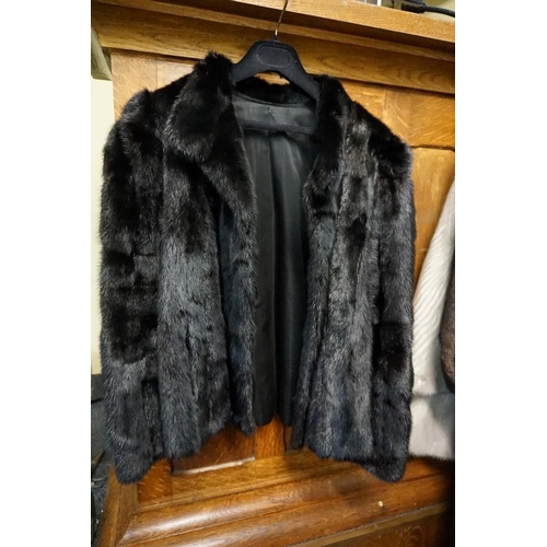 1727 - A vintage black fur jacket, interior inscribed 'Paddy'.