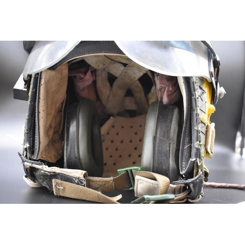 1701 - A circa 1970s RAF pilot's helmet, with radio kit and flash visor.