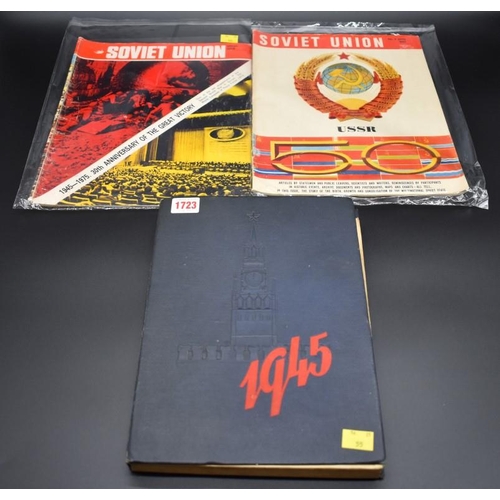 1723 - Books: 'Soviet Calendar 1945'; together with two 1970s 'Soviet Union' magazines. (3) ... 