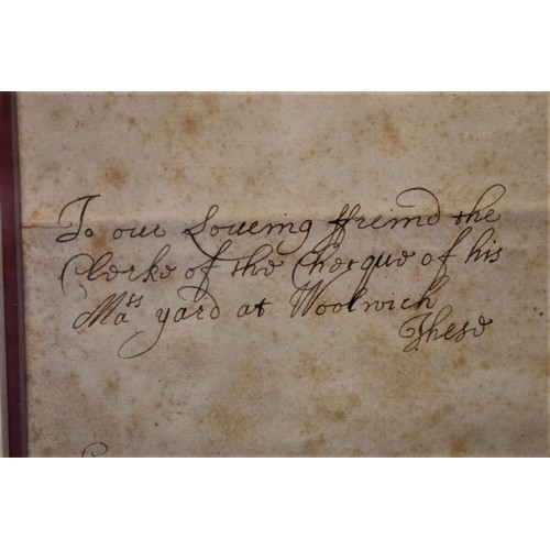 450 - PEPYS (Samuel, 1633-1703): manuscript warrant dated 17th May 1661, licensing one John Rudd boatswain... 