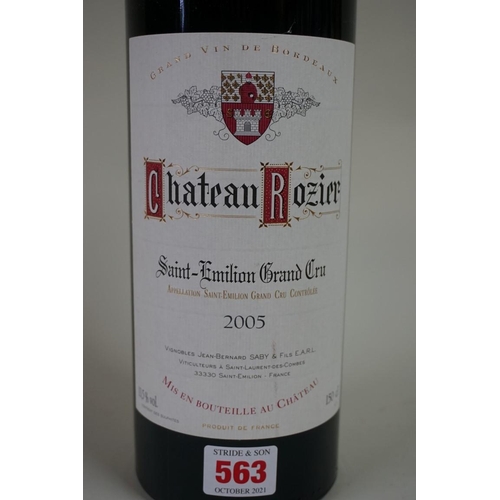 563 - A 150cl bottle of Chateau Rozier, 2005, Grand Cru St Emilion. (1)