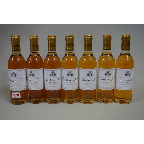 578 - Seven 37.5cl bottles of Chateau Liot, 1999, Barsac. (7)