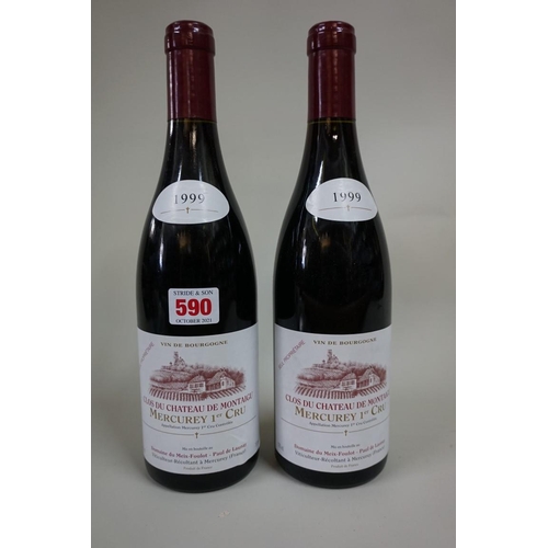 590 - Two 75cl bottles of Mercurey 1er Cru Chateau de Montaigu, 1999, Meix Foulot. (2)... 