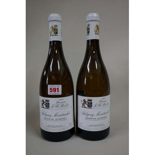 591 - Two 75cl bottles of Puligny Montrachet, Premier Cru, Les Referts, 2002. (2)