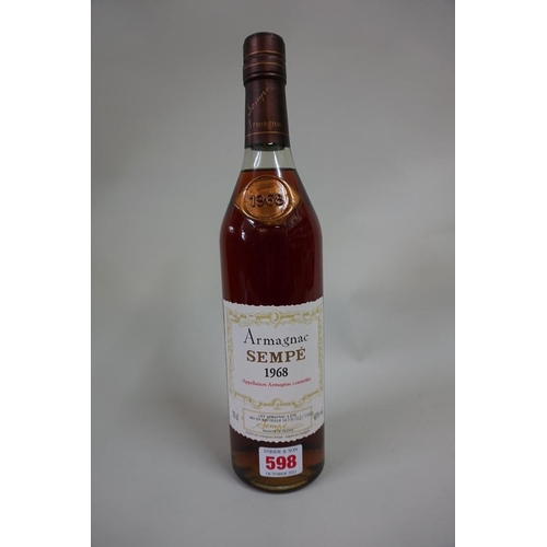 598 - A bottle of Sempe Armagnac, 1968. (1)