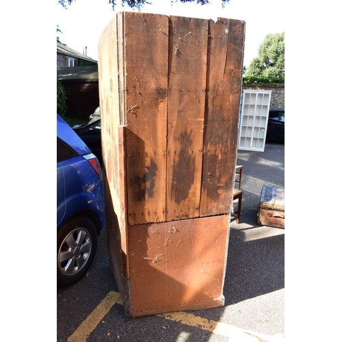 1055 - A painted pine corner cupboard, 192cm high x 114cm wide.