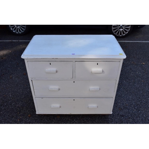 1057 - A Victorian painted pine chest of drawers, 82cm wide x 46cm deep x 76cm high. ... 