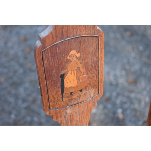 1058 - An old luggage trunk; together with a child's chair and a stool.