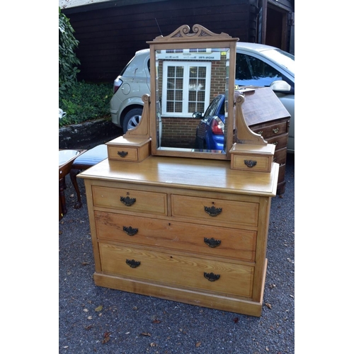 1072 - An ash mirror back dressing table, 108cm wide x 49cm deep.