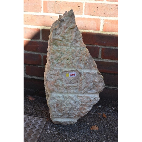 1090 - A marble garden ornament of a female head, stamped to reverse.