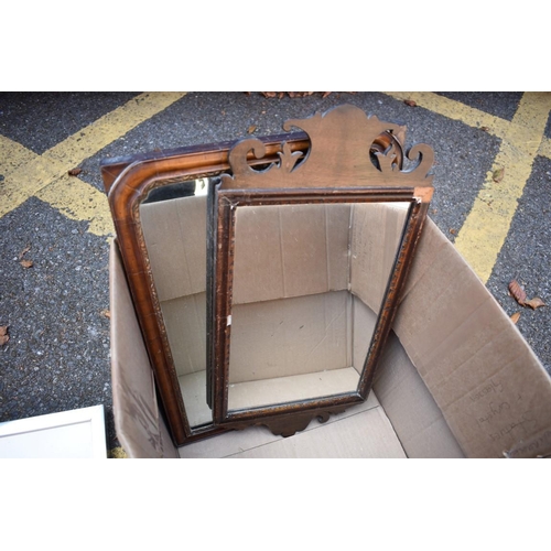 1093 - (LC) A watercolour of beach scene, signed Stuart; together with two fretwork wall mirrors and other ... 