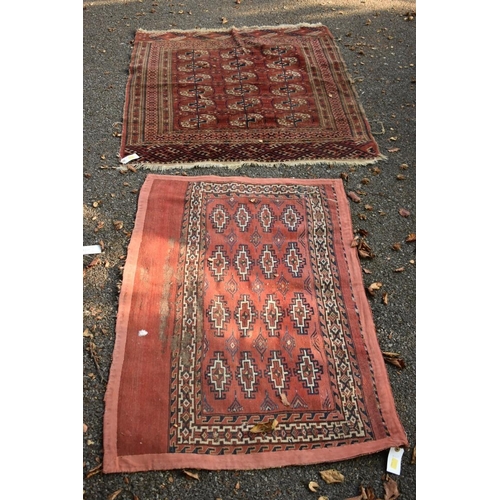 1104 - (LC) A square Persian rug, having repeated medallions to central field, with geometric borders 122 x... 