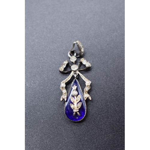 205 - A late 19th century silver enamel and paste pendant.