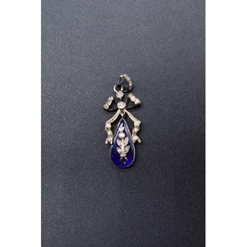 205 - A late 19th century silver enamel and paste pendant.