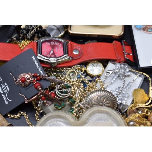 252 - A quantity of vintage costume jewellery and ladies wristwatches.