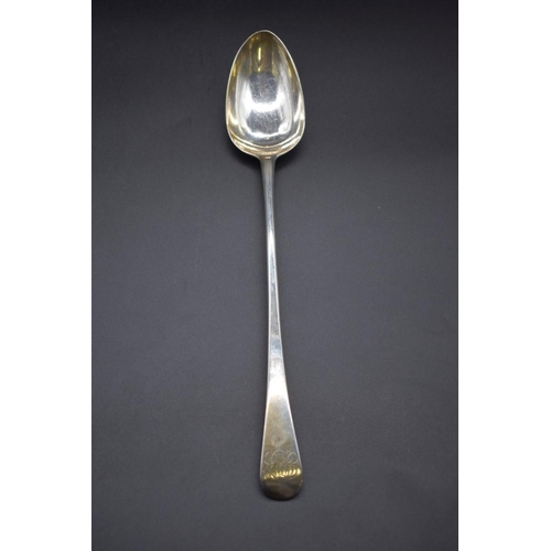 499Y - A George III Old English pattern silver basting or stuffing spoon, by I B, London 1815, 31cm, 136g.... 