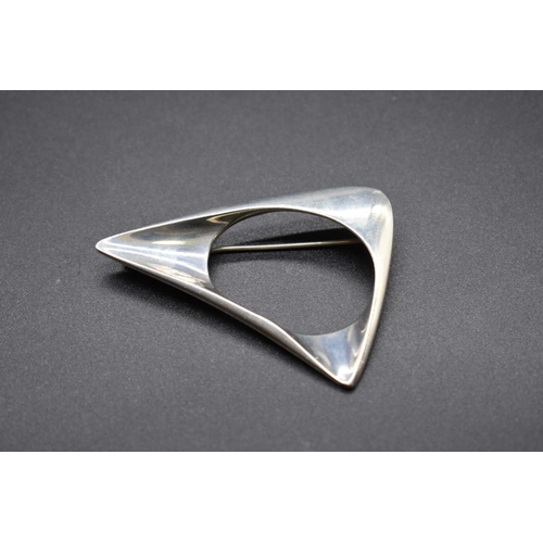 70 - A Georg Jensen sterling silver triangular brooch, designed by Henning Koppel, No 375, 57mm, 20g.... 