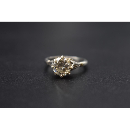 92 - A white metal diamond solitaire ring, of approximately 1.8ct, size O 1/2, gross weight 5.9g.... 